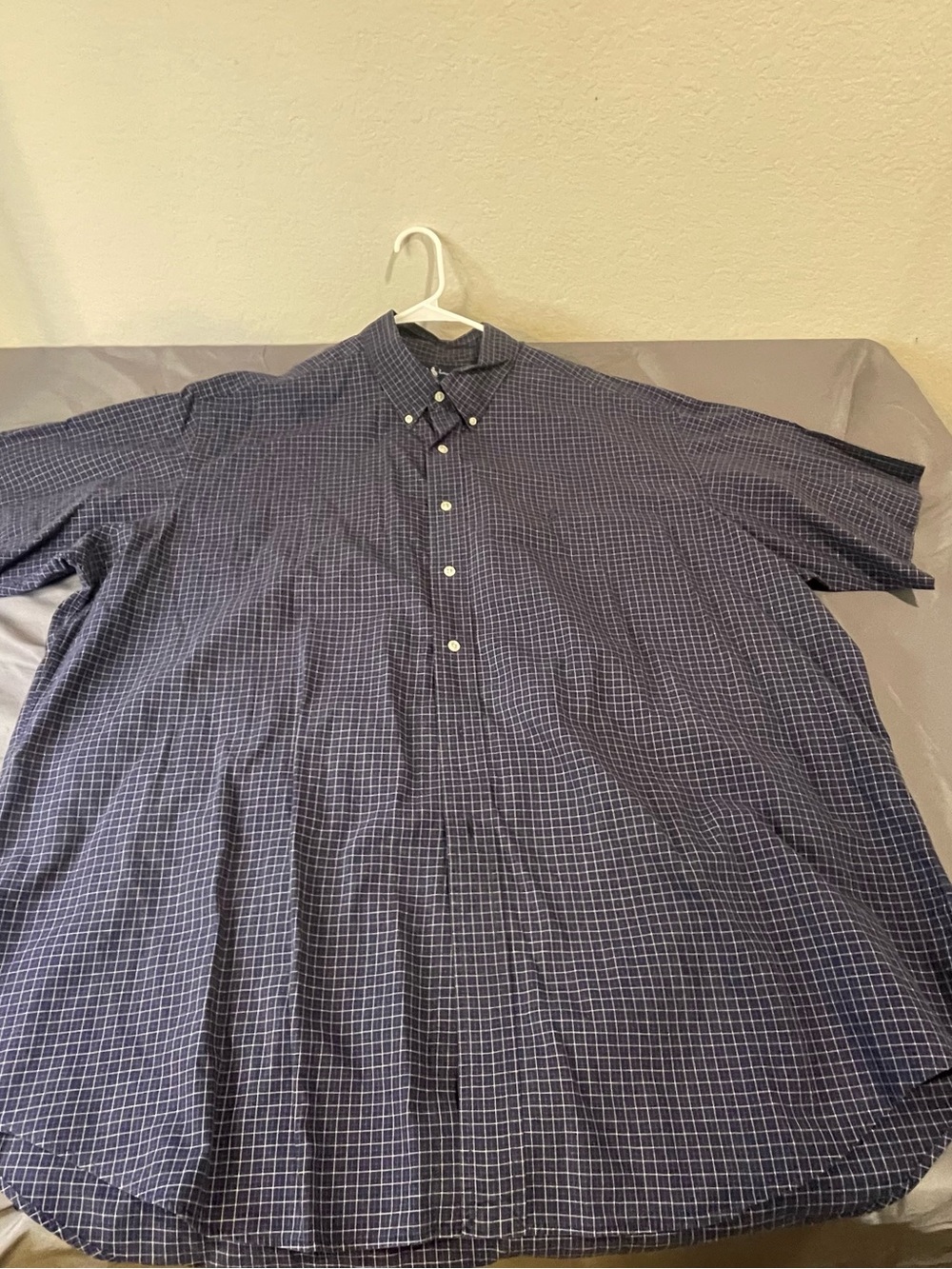 Ralph Lauren Navy and White Checked Button-Down Short Sleeve Shirt - Picture 2 of 6